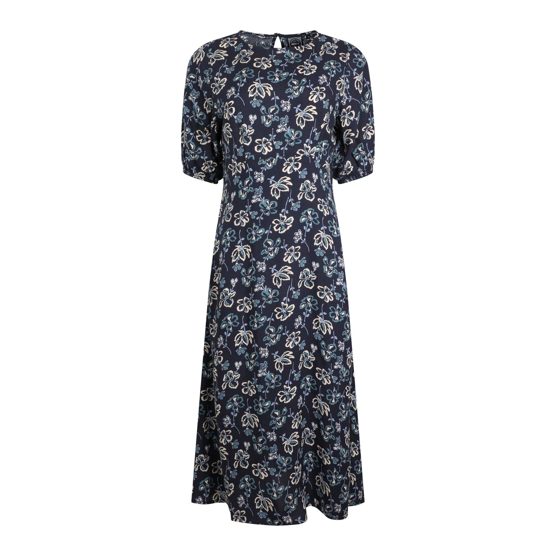 Black Iris - Front - Weird Fish Womens-Ladies Everly Floral Eco Liva Midi Dress