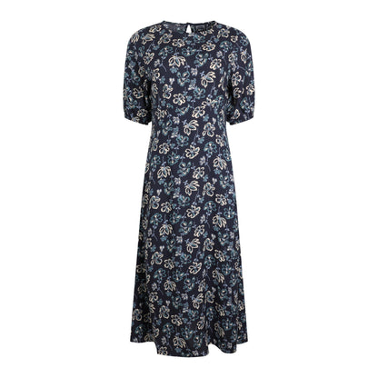 Black Iris - Front - Weird Fish Womens-Ladies Everly Floral Eco Liva Midi Dress