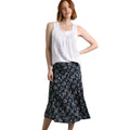 Black Iris - Pack Shot - Weird Fish Womens-Ladies Tiya Floral EcoVero Godet Midi Skirt