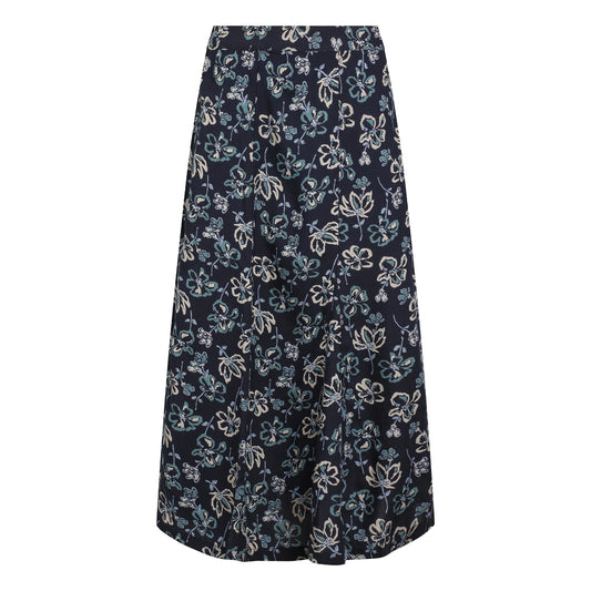 Black Iris - Front - Weird Fish Womens-Ladies Tiya Floral EcoVero Godet Midi Skirt