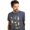 Navy - Side - Weird Fish Mens Brewer Graphic Print Eco Friendly T-Shirt