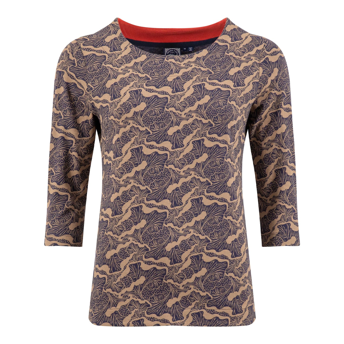 Tan - Front - Weird Fish Womens-Ladies Rachel Printed Jersey T-Shirt