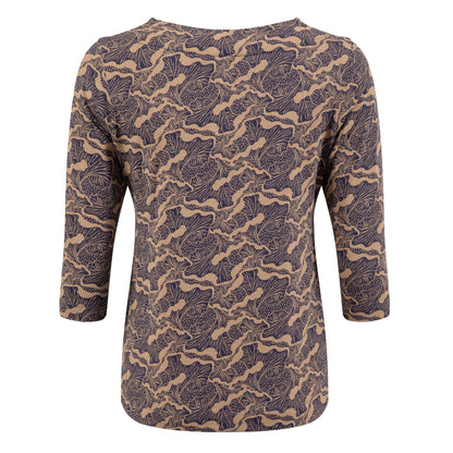 Tan - Back - Weird Fish Womens-Ladies Rachel Printed Jersey T-Shirt