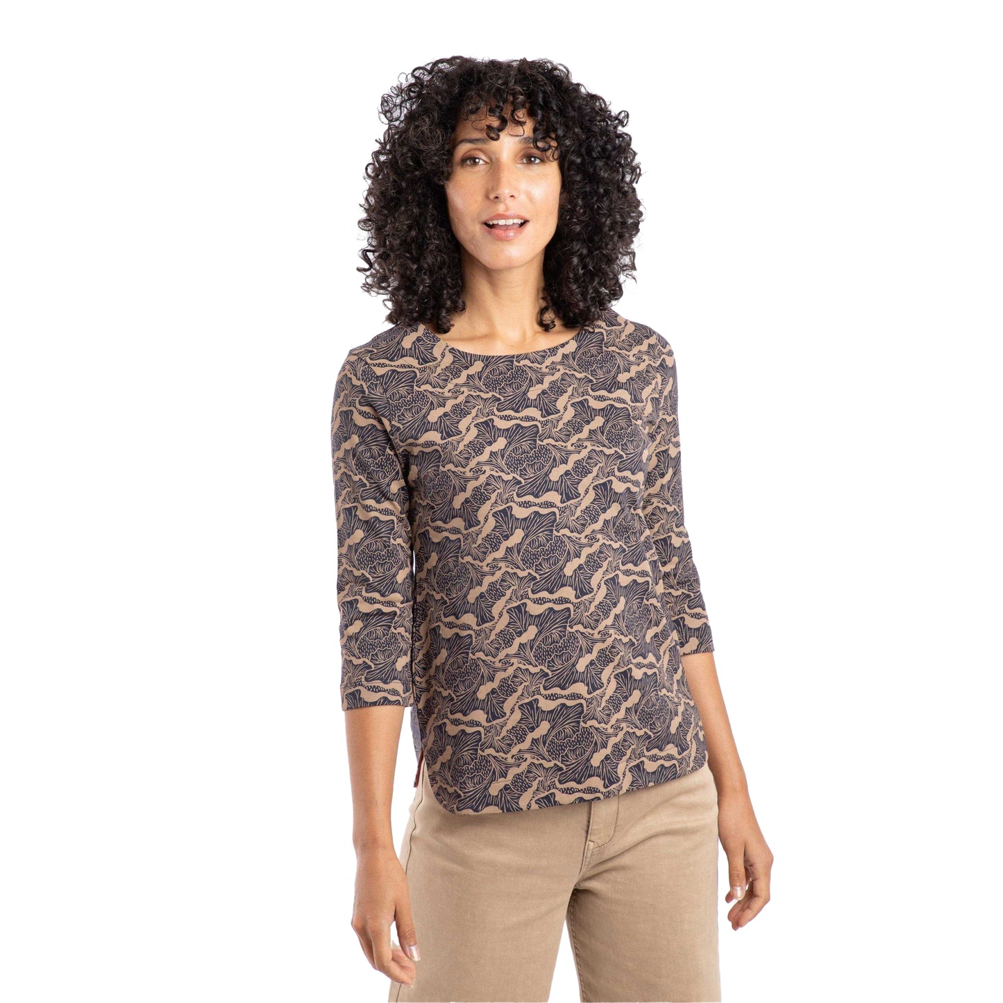 Tan - Side - Weird Fish Womens-Ladies Rachel Printed Jersey T-Shirt
