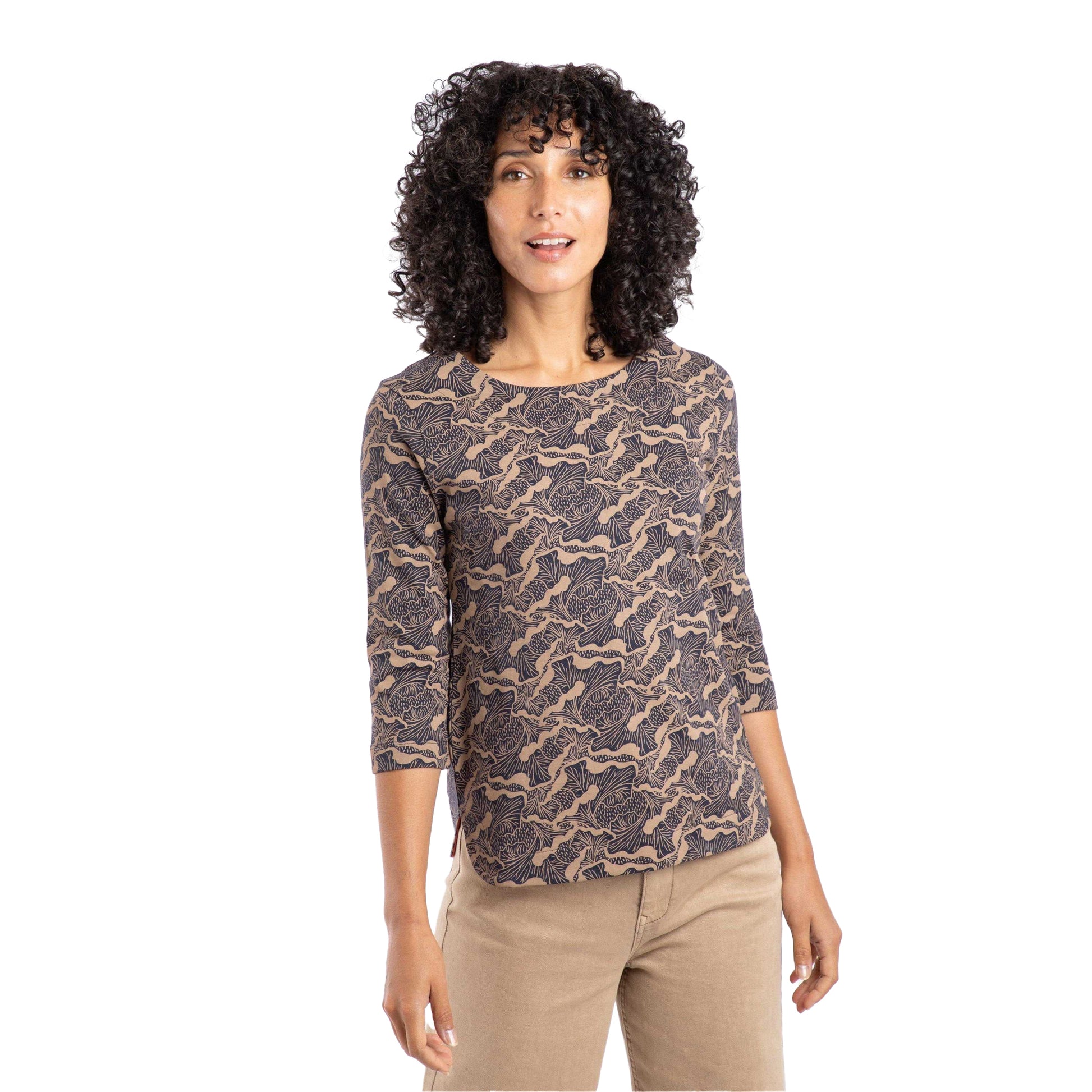 Tan - Side - Weird Fish Womens-Ladies Rachel Printed Jersey T-Shirt