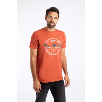 Rust Orange - Side - Weird Fish Mens Waves T-Shirt