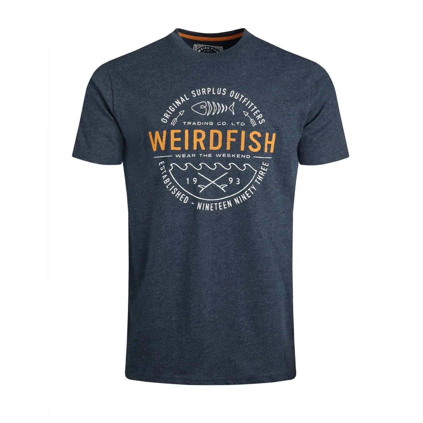 Navy - Front - Weird Fish Mens Waves T-Shirt