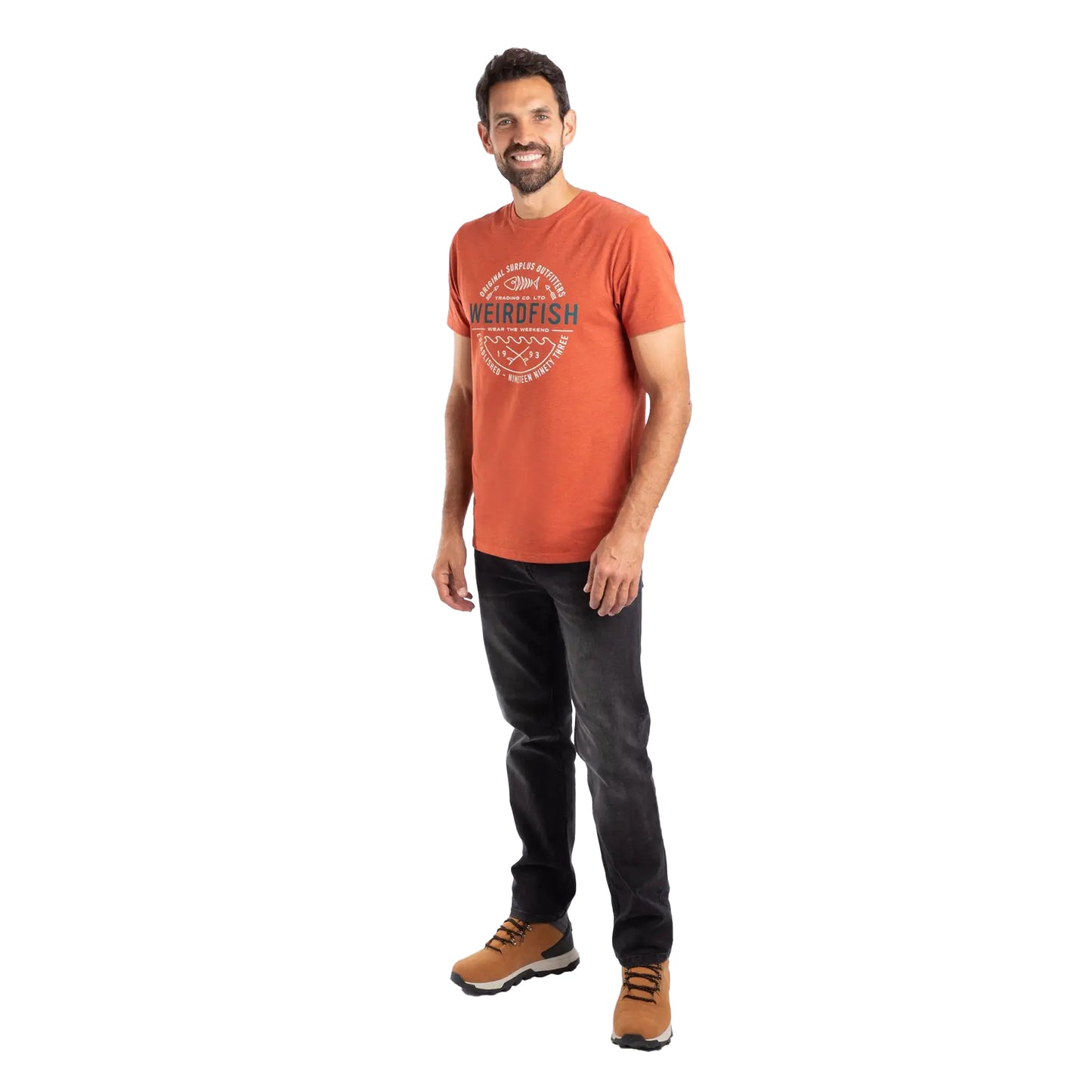Rust - Side - Weird Fish Mens Waves T-Shirt