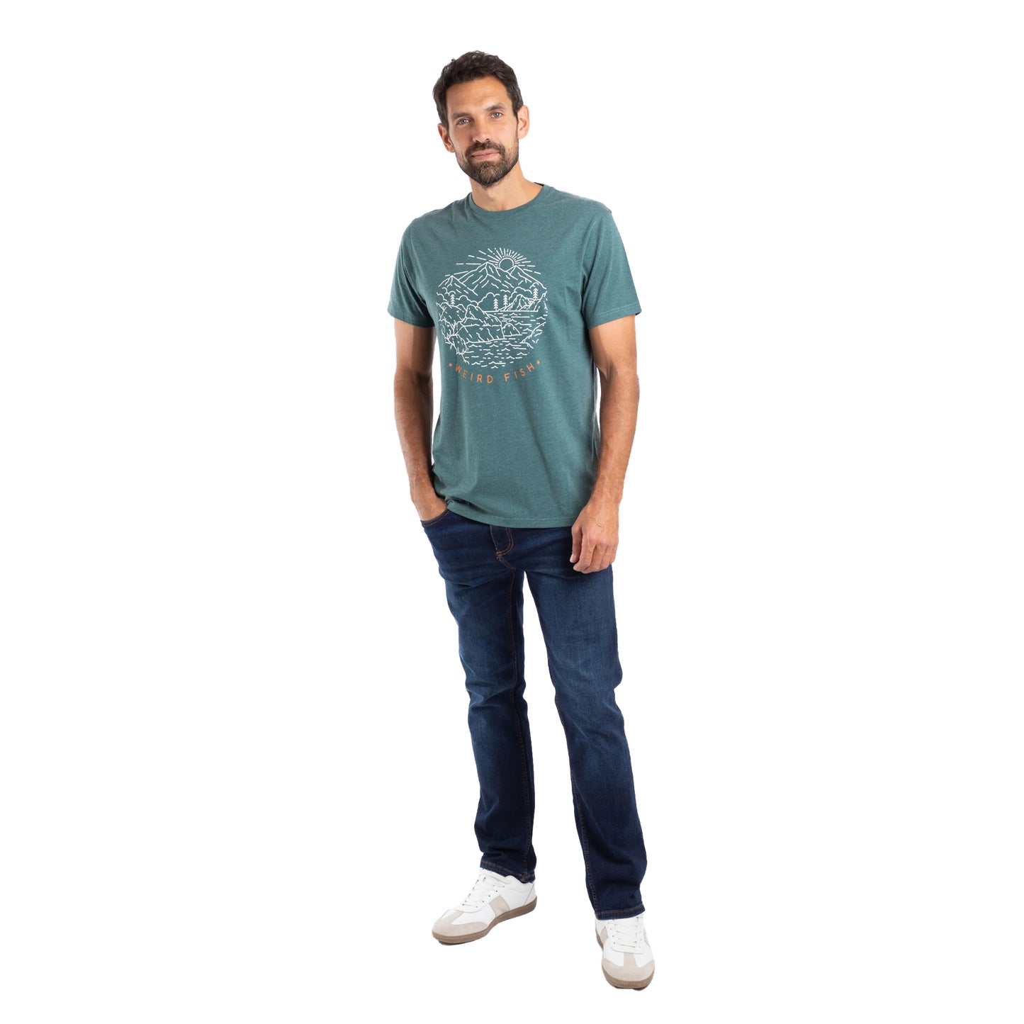 Cedar Green - Close up - Weird Fish Mens Lakes and Peaks Graphic Print T-Shirt