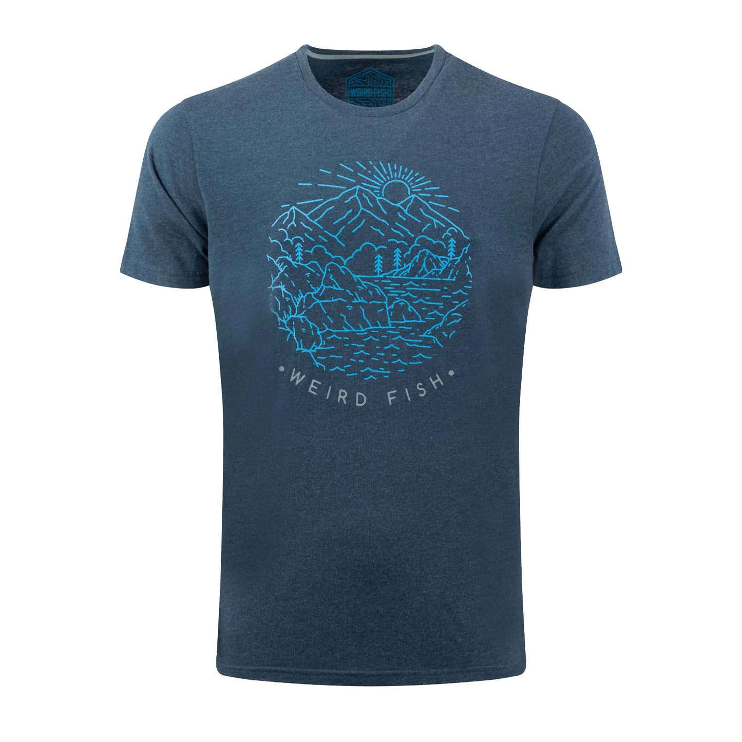 Navy - Front - Weird Fish Mens Lakes and Peaks Graphic Print T-Shirt