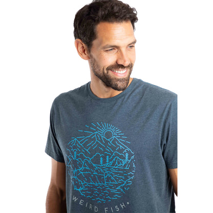 Navy - Side - Weird Fish Mens Lakes and Peaks Graphic Print T-Shirt
