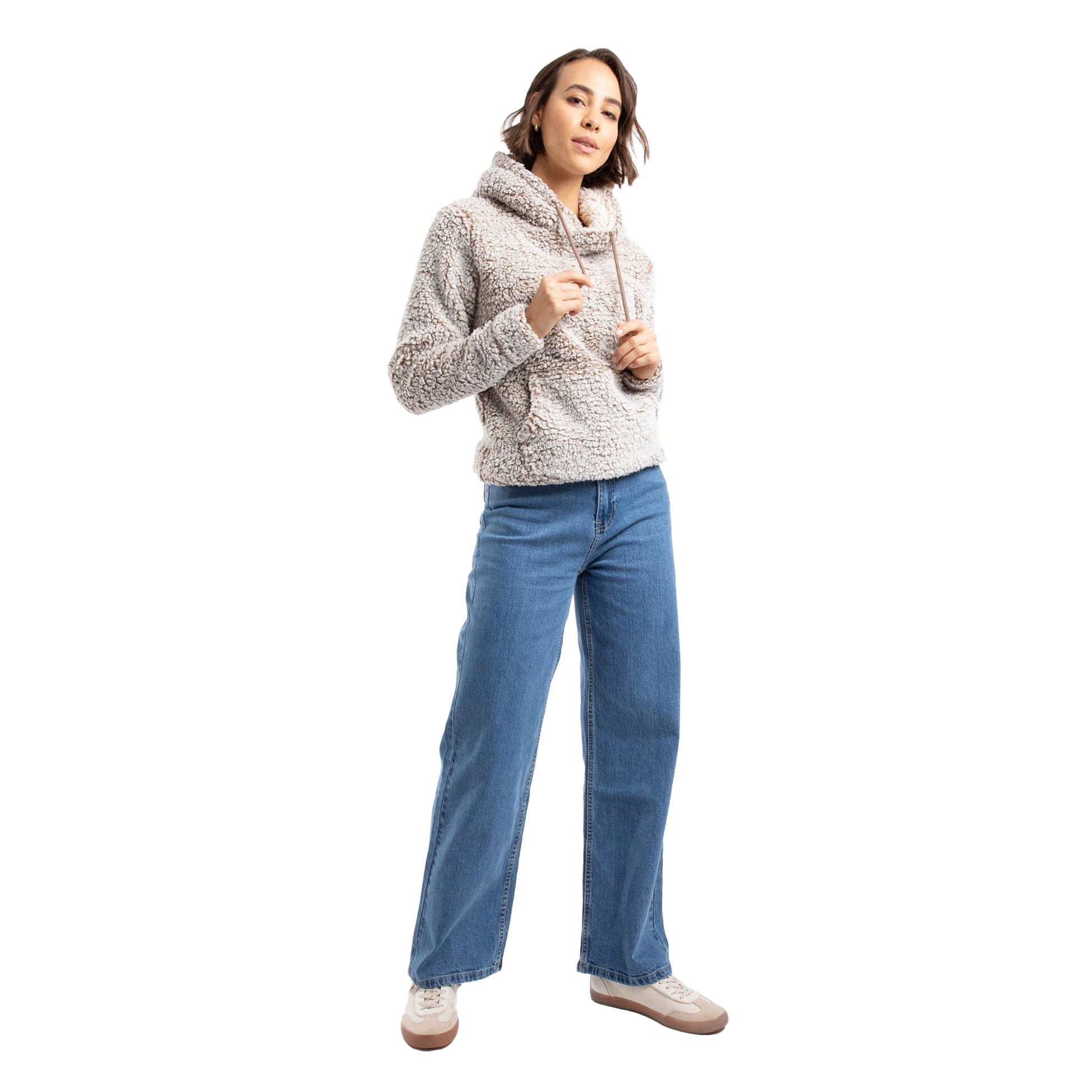Mocha - Side - Weird Fish Womens-Ladies Yara Fleece Hoodie