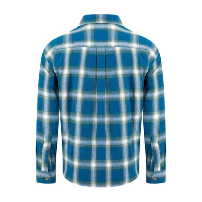 Blue - Back - Weird Fish Mens Broxton Herringbone Check Long-Sleeved Shirt