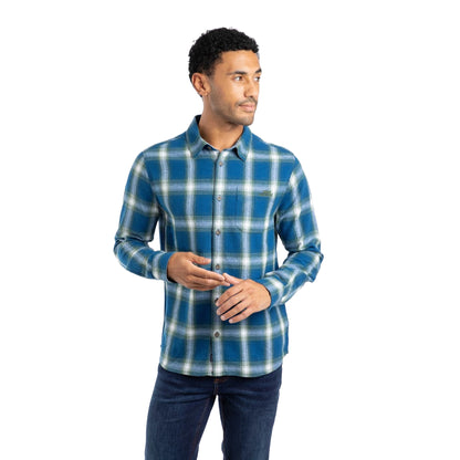 Blue - Lifestyle - Weird Fish Mens Broxton Herringbone Check Long-Sleeved Shirt