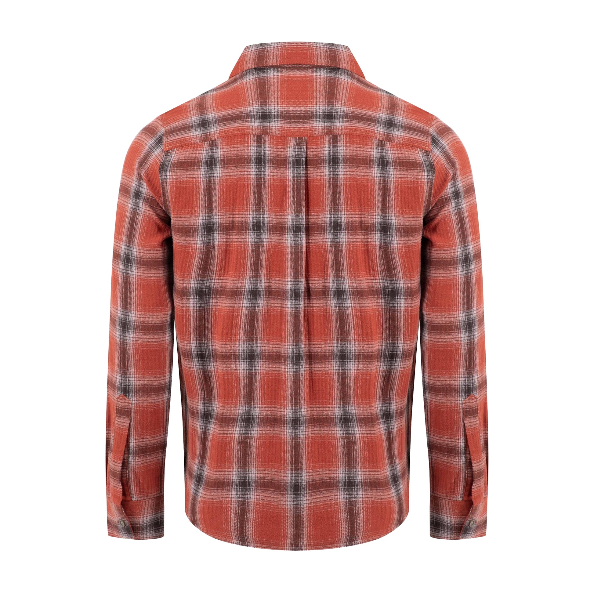 Rust - Back - Weird Fish Mens Broxton Herringbone Check Long-Sleeved Shirt
