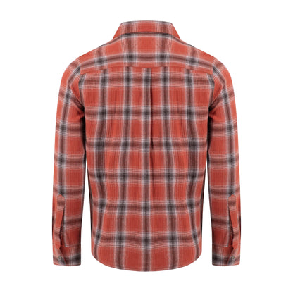 Rust - Back - Weird Fish Mens Broxton Herringbone Check Long-Sleeved Shirt