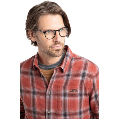 Rust - Side - Weird Fish Mens Broxton Herringbone Check Long-Sleeved Shirt
