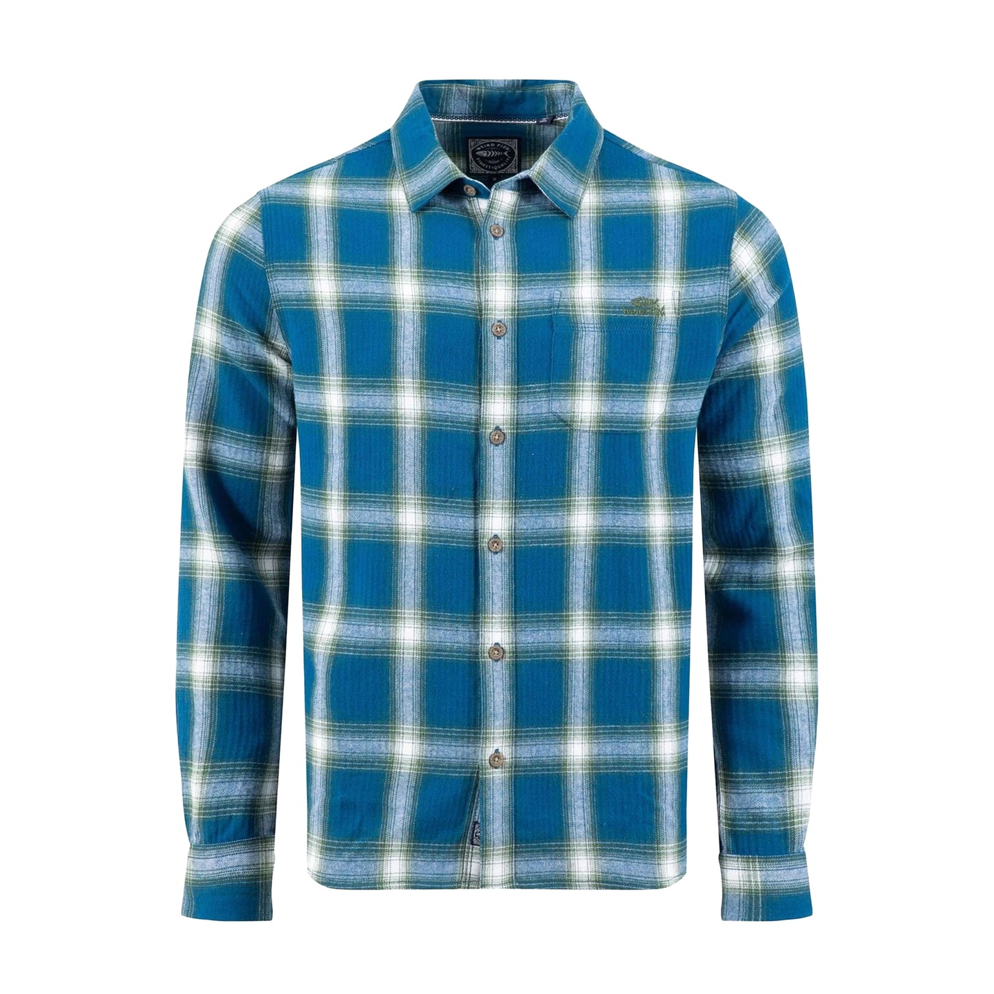Blue - Front - Weird Fish Mens Broxton Herringbone Check Long-Sleeved Shirt
