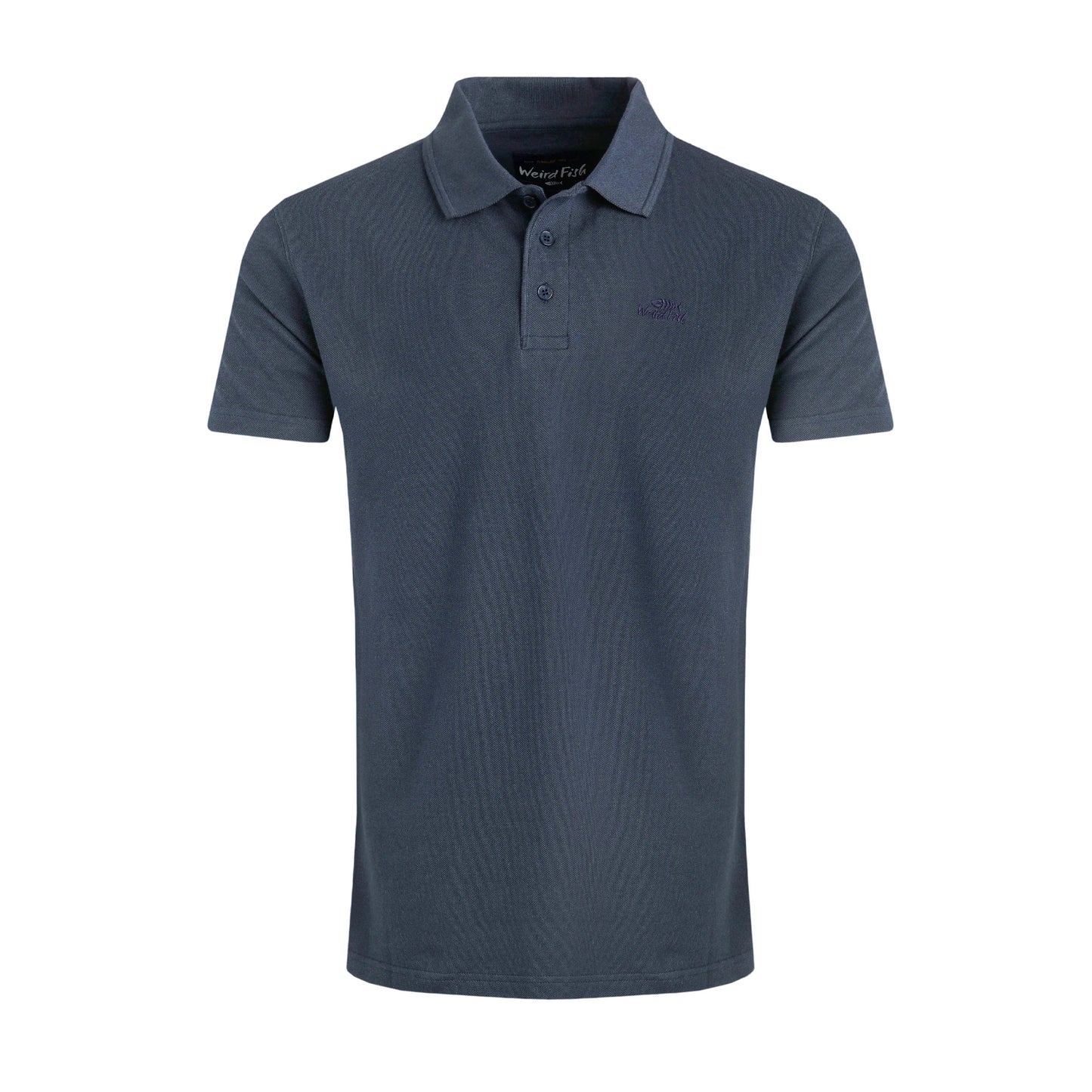 Navy - Front - Weird Fish Mens Giles Pique Polo Shirt