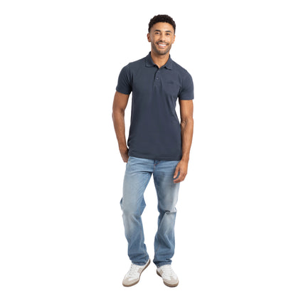 Navy - Side - Weird Fish Mens Giles Pique Polo Shirt