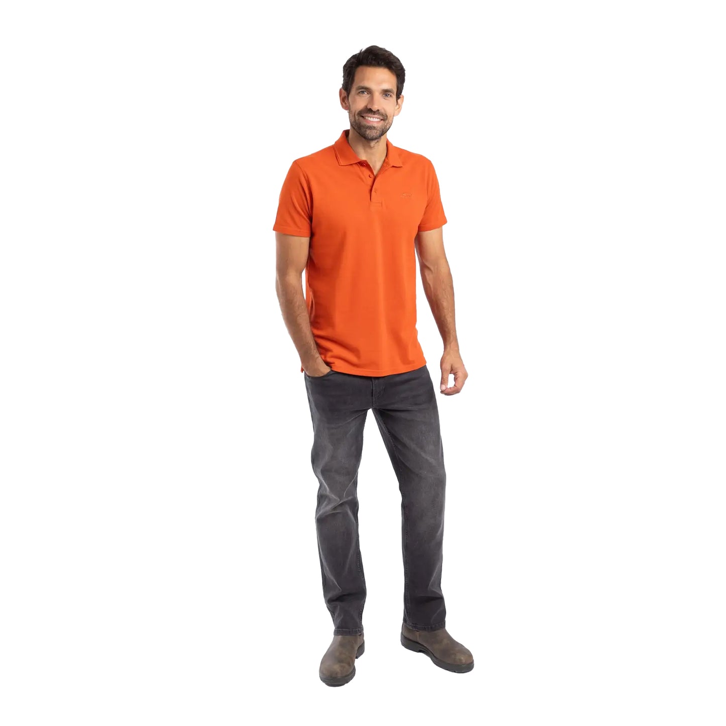 Rust - Side - Weird Fish Mens Giles Pique Polo Shirt