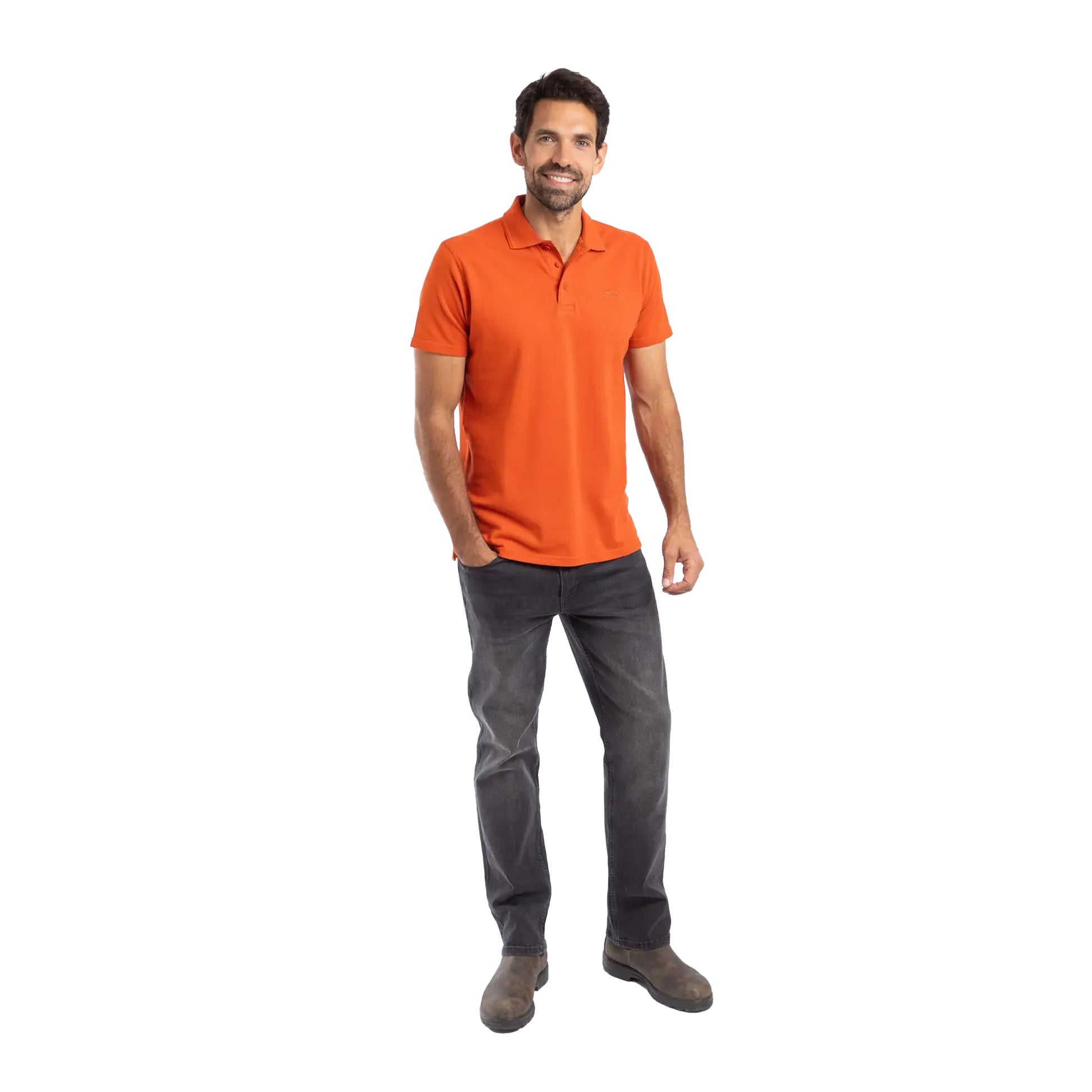 Rust - Side - Weird Fish Mens Giles Pique Polo Shirt
