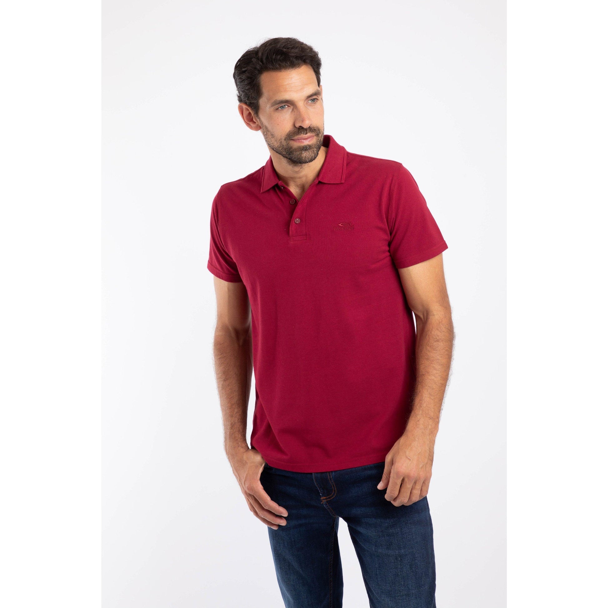 Garnet Red - Side - Weird Fish Mens Giles Pique Polo Shirt
