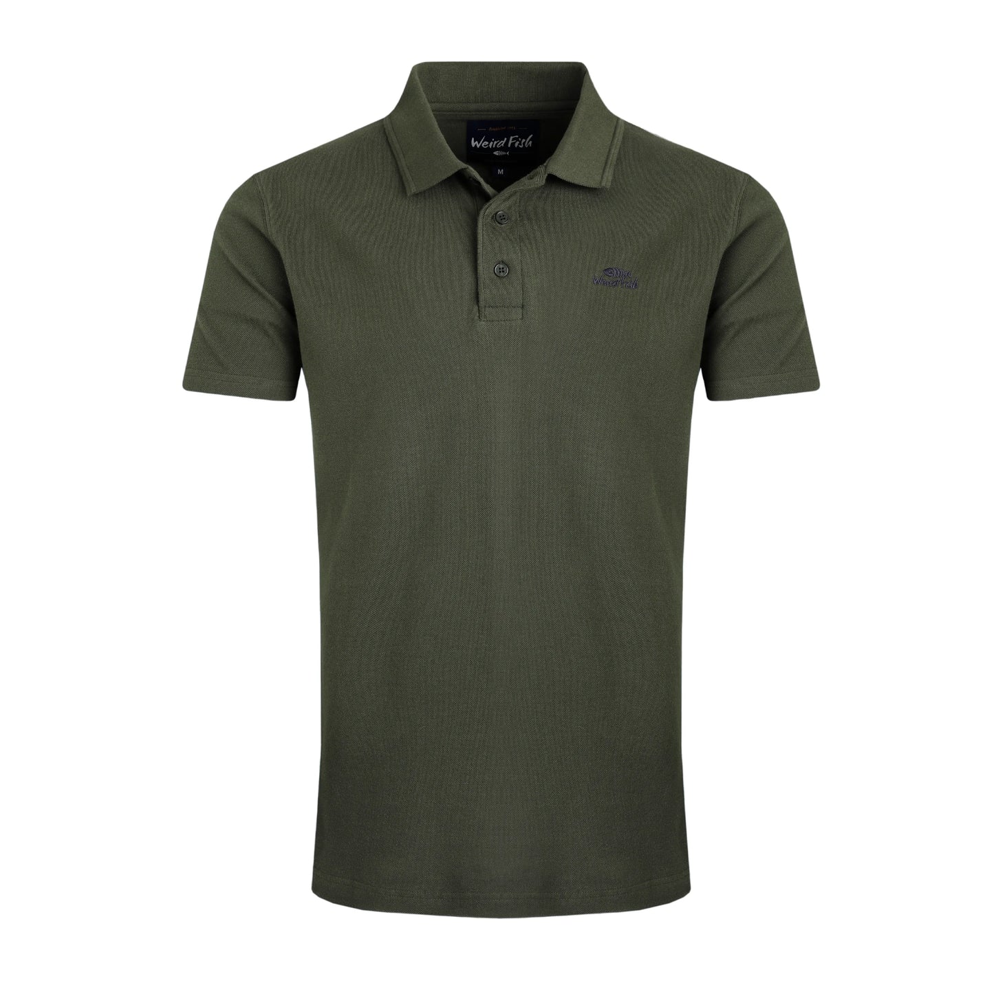 Deep Lichen Green - Front - Weird Fish Mens Giles Pique Polo Shirt