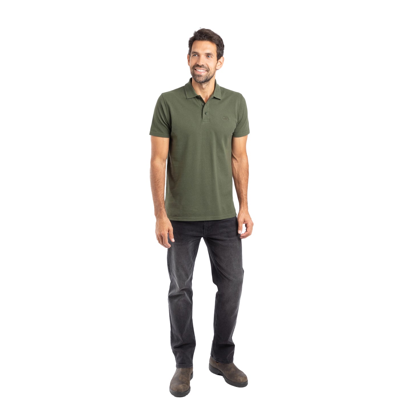 Deep Lichen Green - Side - Weird Fish Mens Giles Pique Polo Shirt