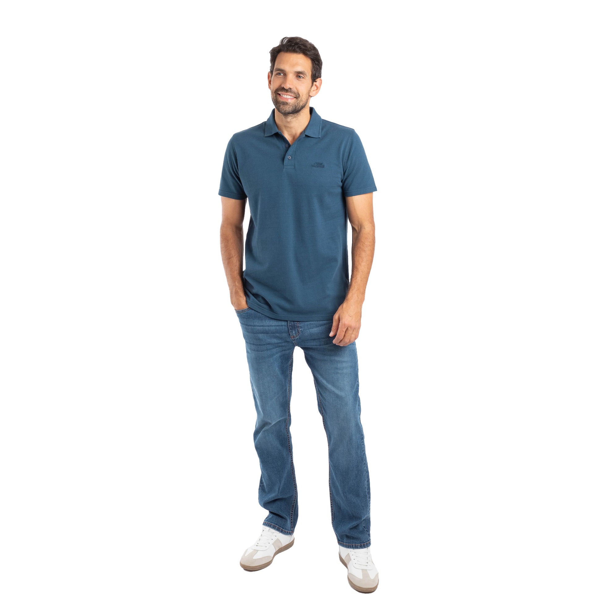 Federal Blue - Side - Weird Fish Mens Giles Pique Polo Shirt