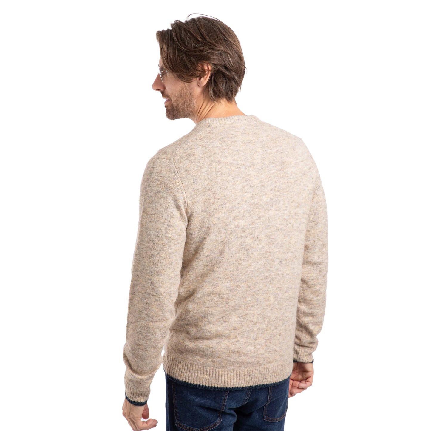 Ecru - Back - Weird Fish Mens Gorleston Crew Neck Sweatshirt