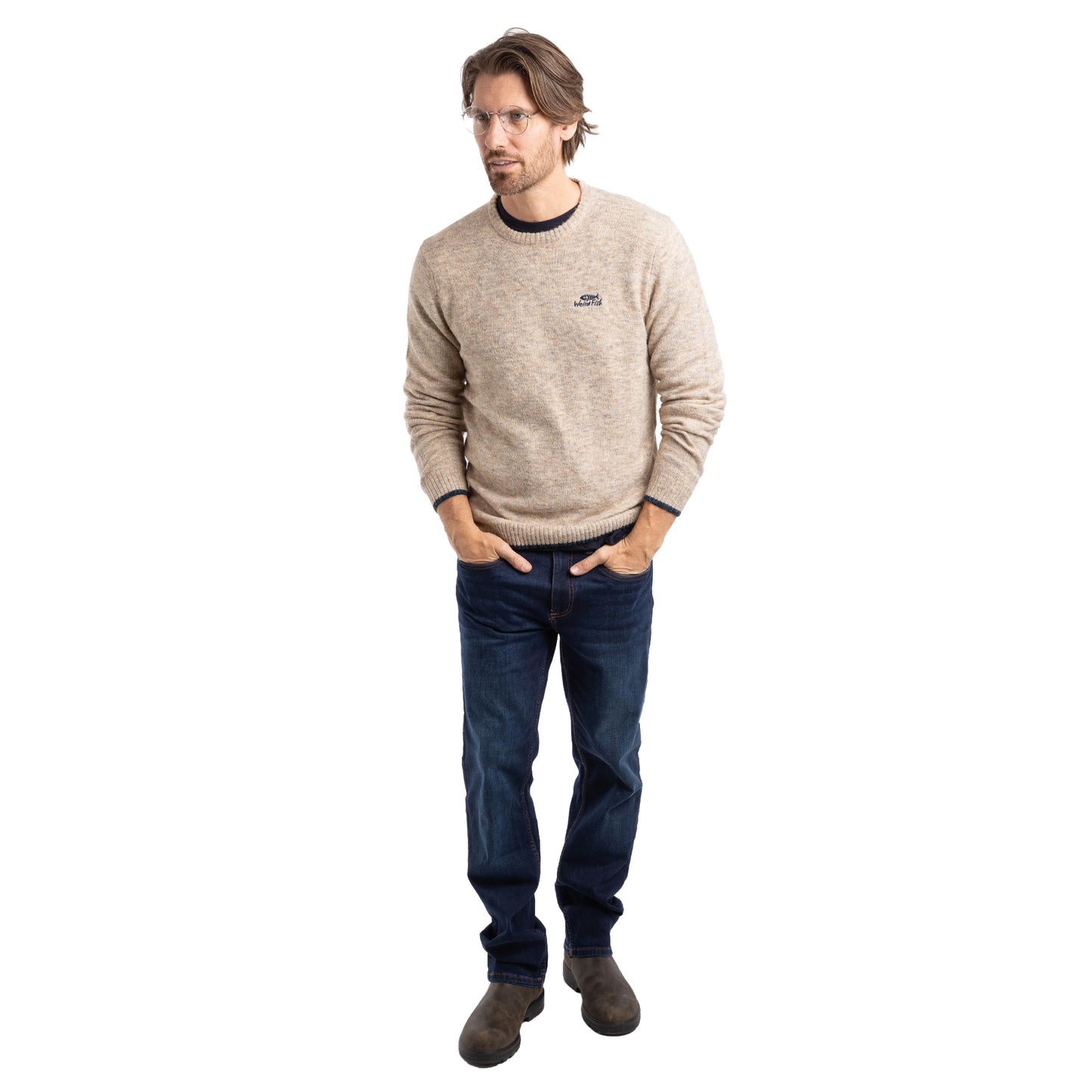 Ecru - Lifestyle - Weird Fish Mens Gorleston Crew Neck Sweatshirt