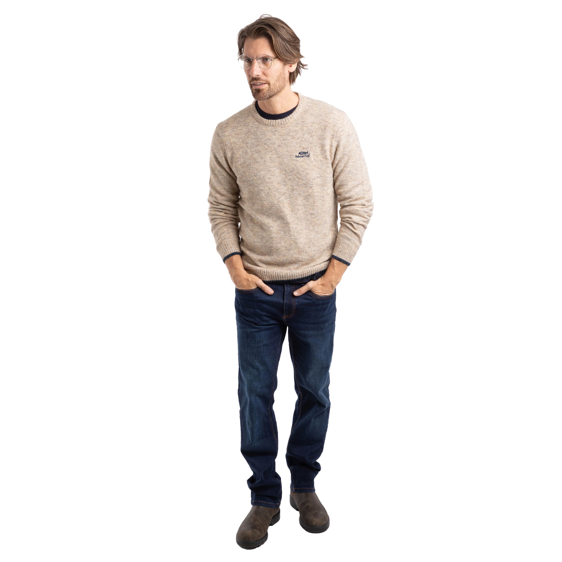 Ecru - Lifestyle - Weird Fish Mens Gorleston Crew Neck Sweatshirt
