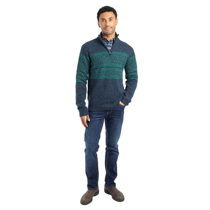 Navy - Lifestyle - Weird Fish Mens Kilnworth Fair Isle Quarter Zip Sweatshirt