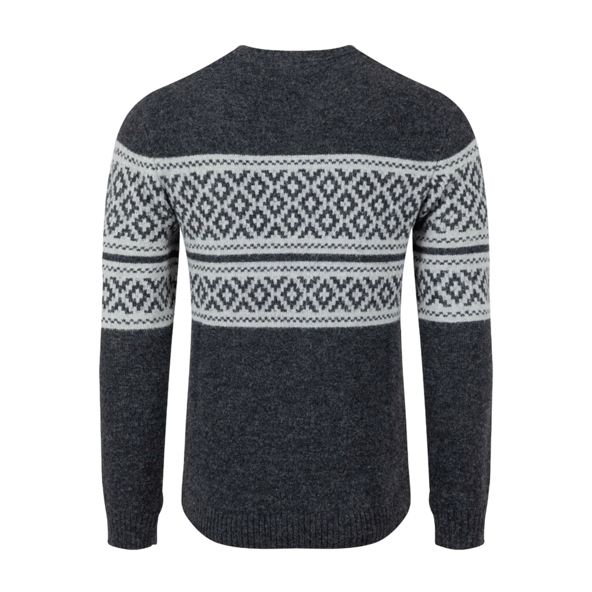 Black - Back - Weird Fish Mens Wicklow Fair Isle Crew Neck Sweatshirt