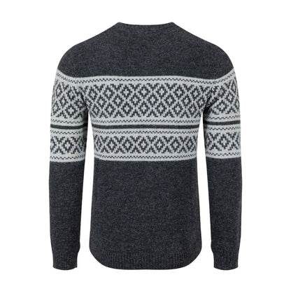Black - Back - Weird Fish Mens Wicklow Fair Isle Crew Neck Sweatshirt