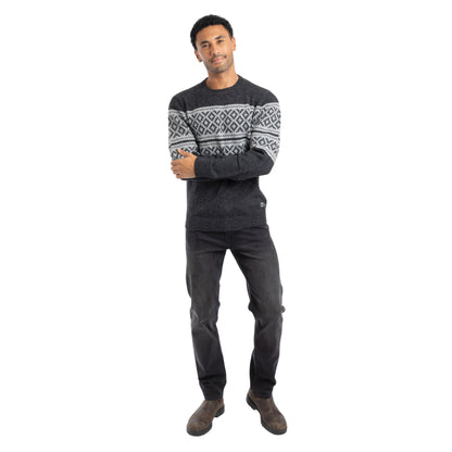 Black - Lifestyle - Weird Fish Mens Wicklow Fair Isle Crew Neck Sweatshirt