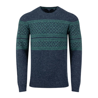 Navy - Front - Weird Fish Mens Wicklow Fair Isle Crew Neck Sweatshirt