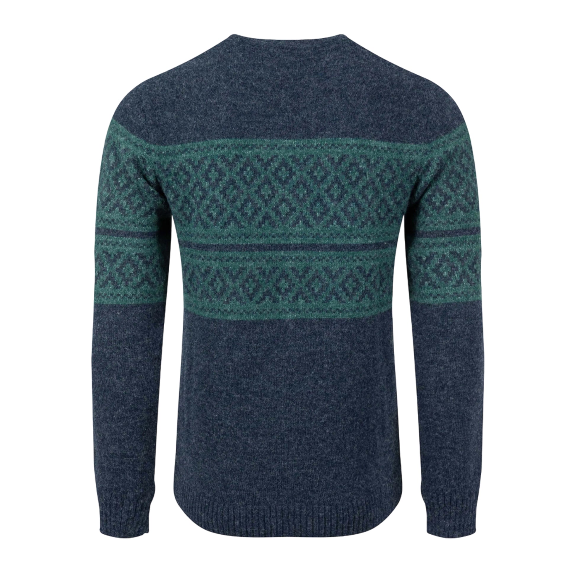 Navy - Back - Weird Fish Mens Wicklow Fair Isle Crew Neck Sweatshirt