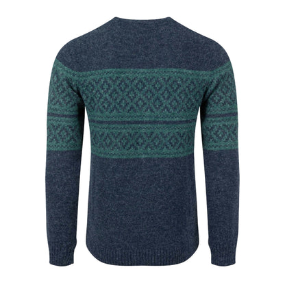 Navy - Back - Weird Fish Mens Wicklow Fair Isle Crew Neck Sweatshirt