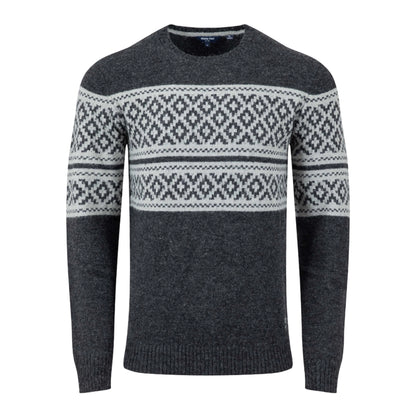 Black - Front - Weird Fish Mens Wicklow Fair Isle Crew Neck Sweatshirt