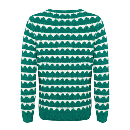 Green - Back - Weird Fish Womens-Ladies Tyla Patterned Knitted Sweatshirt