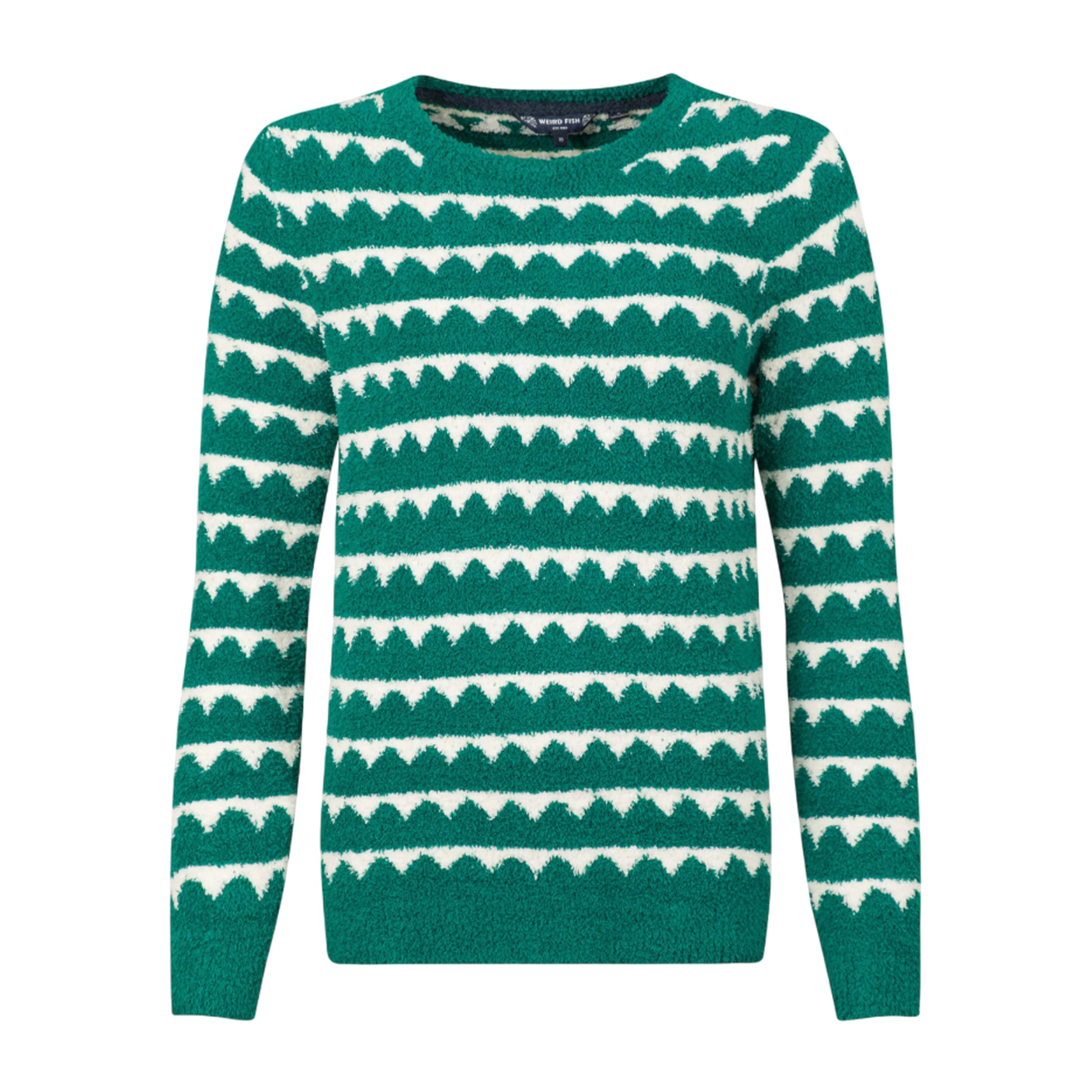Green - Front - Weird Fish Womens-Ladies Tyla Patterned Knitted Sweatshirt