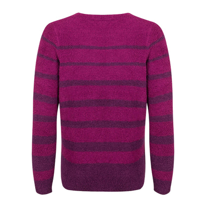 Beet - Back - Weird Fish Womens-Ladies Wanda Stripe Knitted Sweatshirt