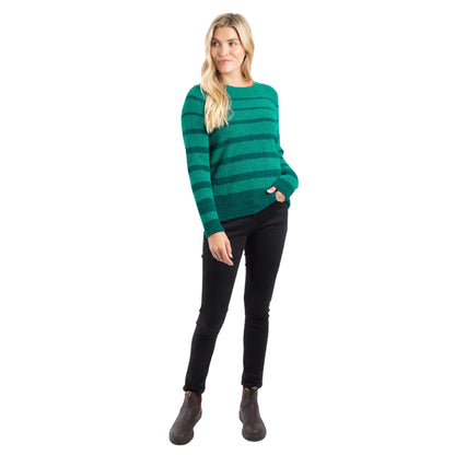 Green - Lifestyle - Weird Fish Womens-Ladies Wanda Stripe Knitted Sweatshirt