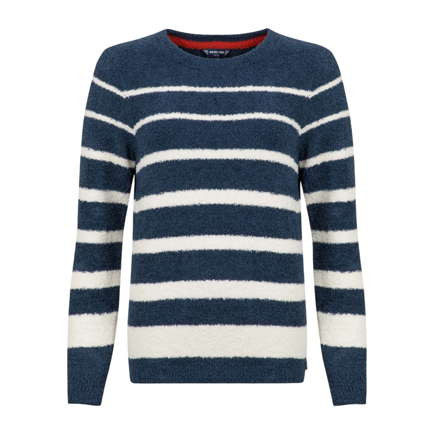 Navy - Front - Weird Fish Womens-Ladies Wanda Stripe Knitted Sweatshirt