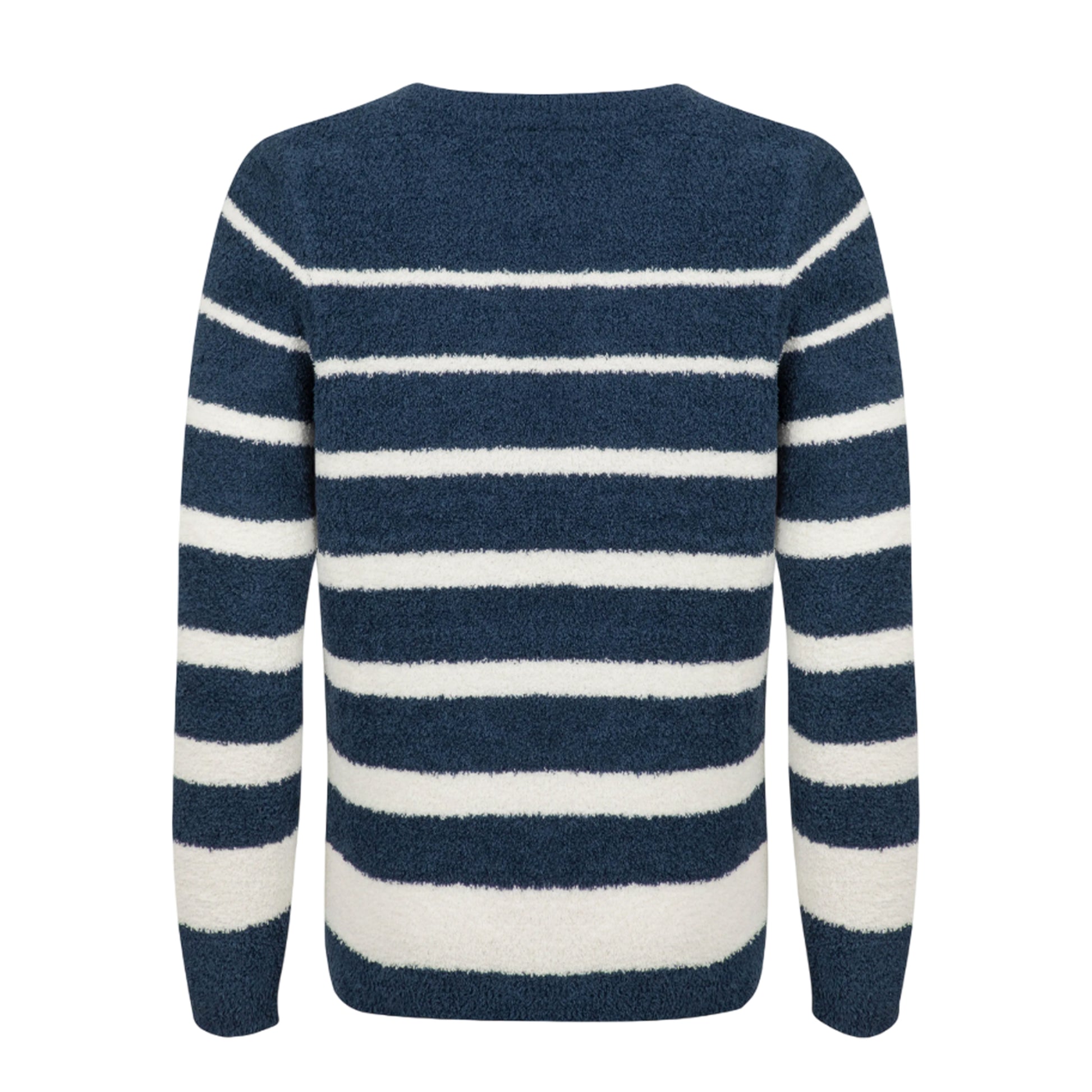 Navy - Back - Weird Fish Womens-Ladies Wanda Stripe Knitted Sweatshirt