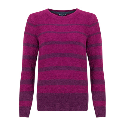 Beet - Front - Weird Fish Womens-Ladies Wanda Stripe Knitted Sweatshirt