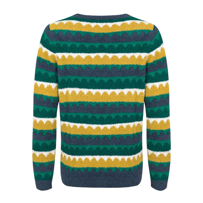 Antique Moss - Back - Weird Fish Womens-Ladies Tyla Patterned Knitted Sweatshirt