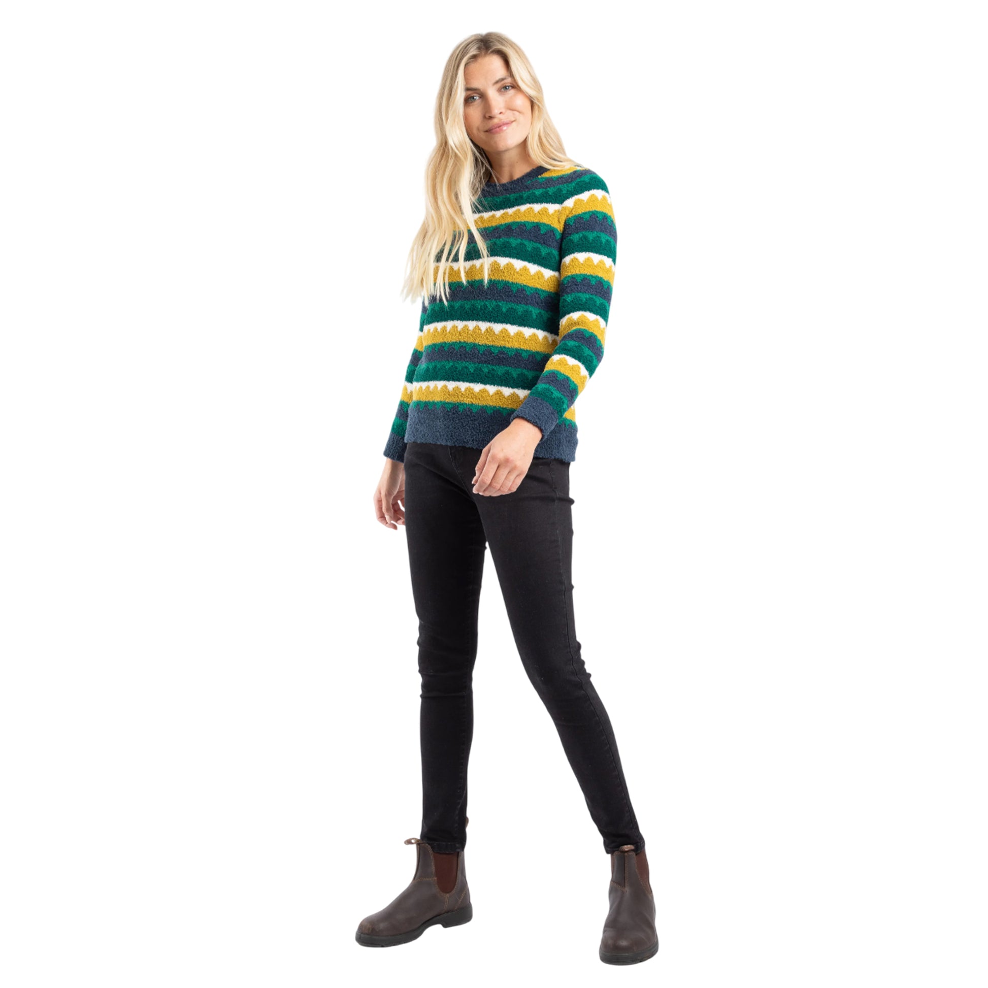 Antique Moss - Lifestyle - Weird Fish Womens-Ladies Tyla Patterned Knitted Sweatshirt